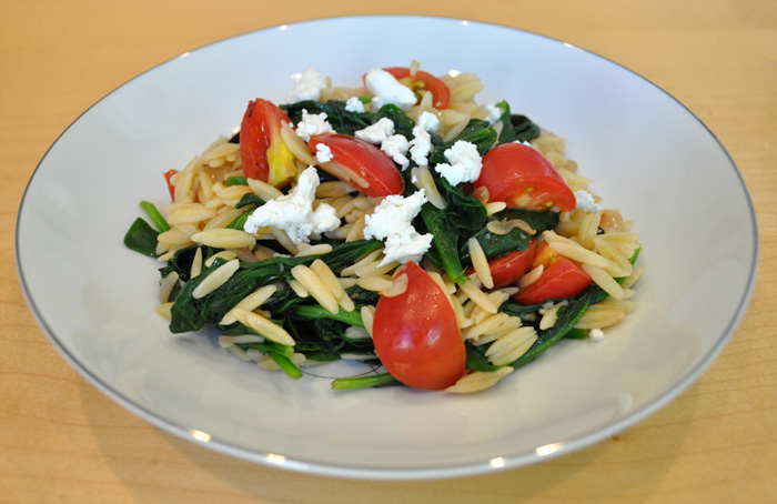 Orzo with Spinach and Tomatoes