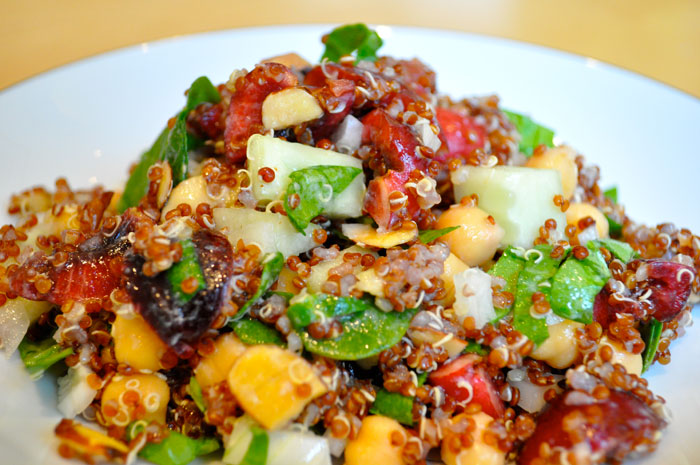 Spinach Quinoa Salad with Cherries and Almonds